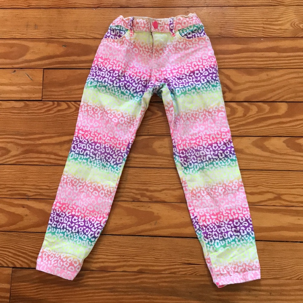 6x/7 elastic waist rainbow cheetah print pants
